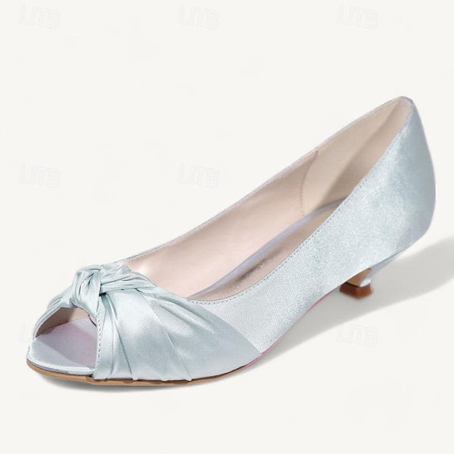 Heels Blush - Satin Women's Peep-Toe Kitten Pink Elegant