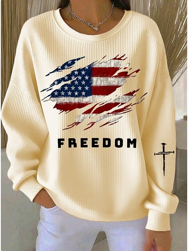 Independence Day Patriotic Shirt Women's Textured Pullover