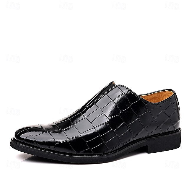 – Shoes Pattern Slip-On Burgundy Men's Crocodile