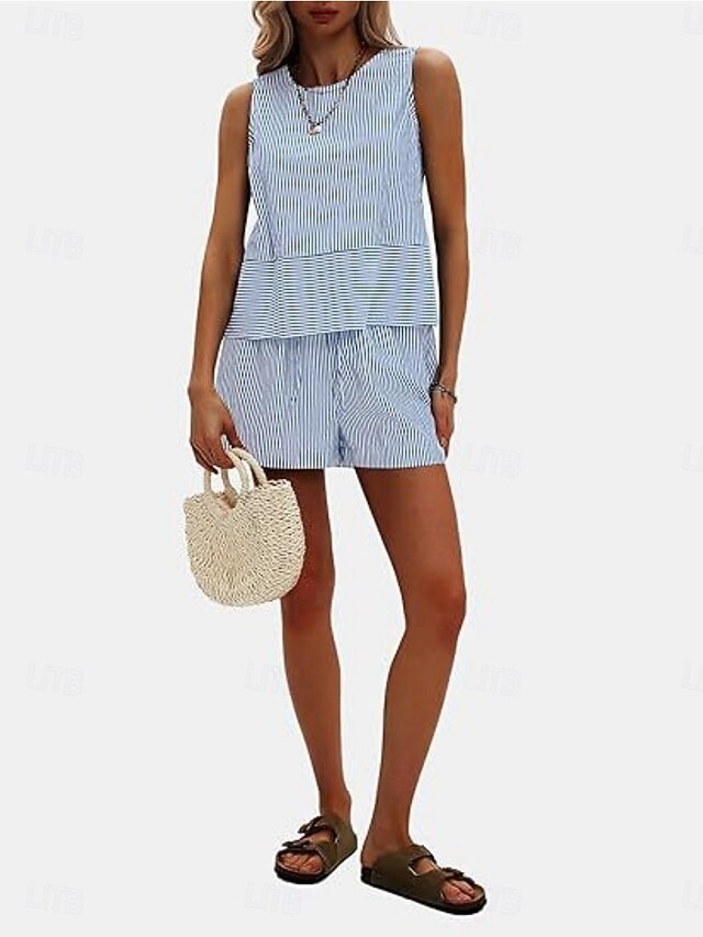 Women's Shorts Sets Bolero Top Sleeveless Round Neck