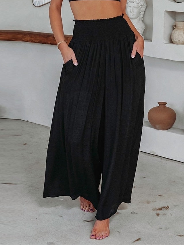 Women's Wide Leg Pants Trousers Vacation Simple Casual Full