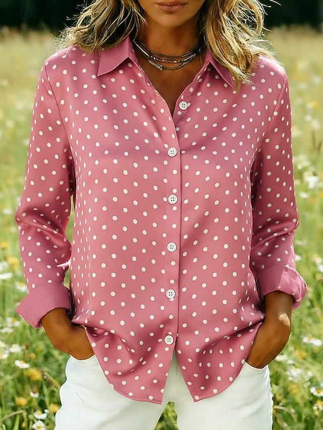 Women's Shirt Satin Shirt Print Graphic Polka Dot Bohemia