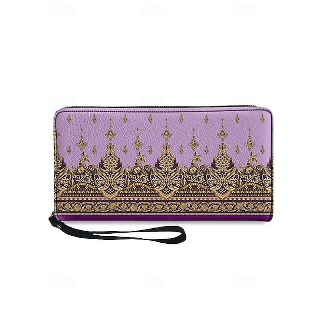 Wristlet – Floral Printed Bohemian Wallet Vintage Leather