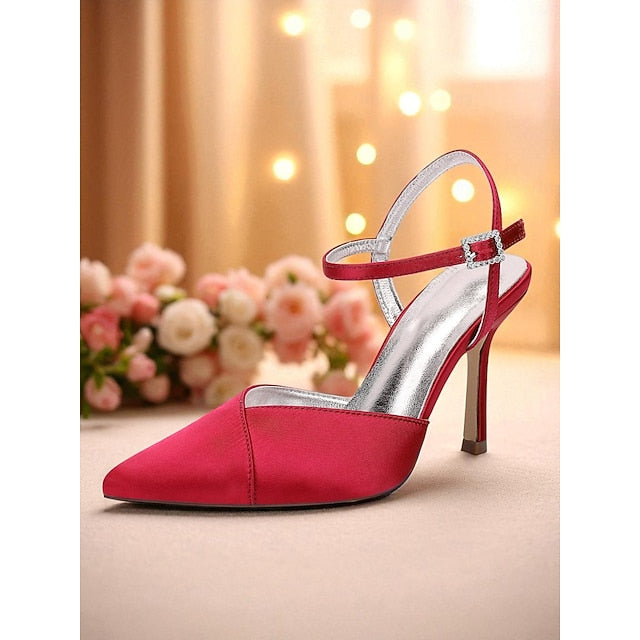 Heels Green Stiletto Women's Strap - Satin Ankle with