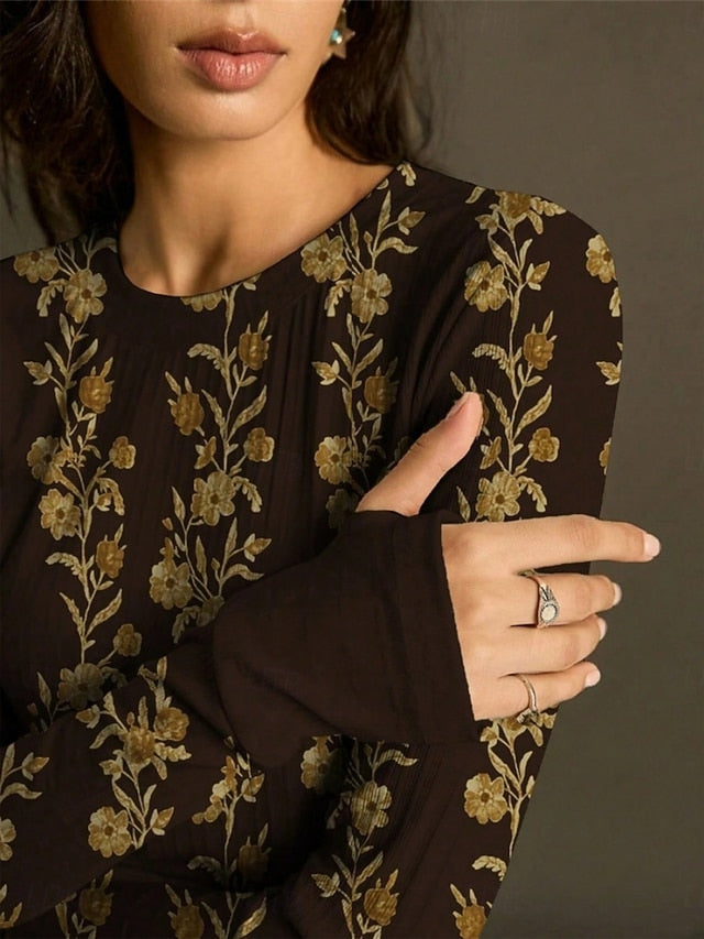 Women's Blouse Print Floral Vintage Stylish Casual Long