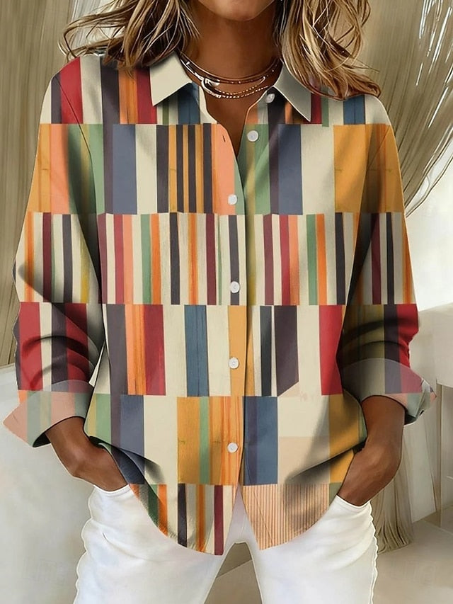 Women's Shirt Blouse Graphic Geometric Plaid Vintage