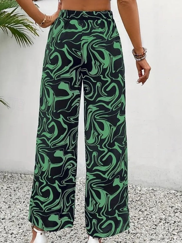 Women's Wide Leg Pants Trousers Fashion Long Graphic Wide