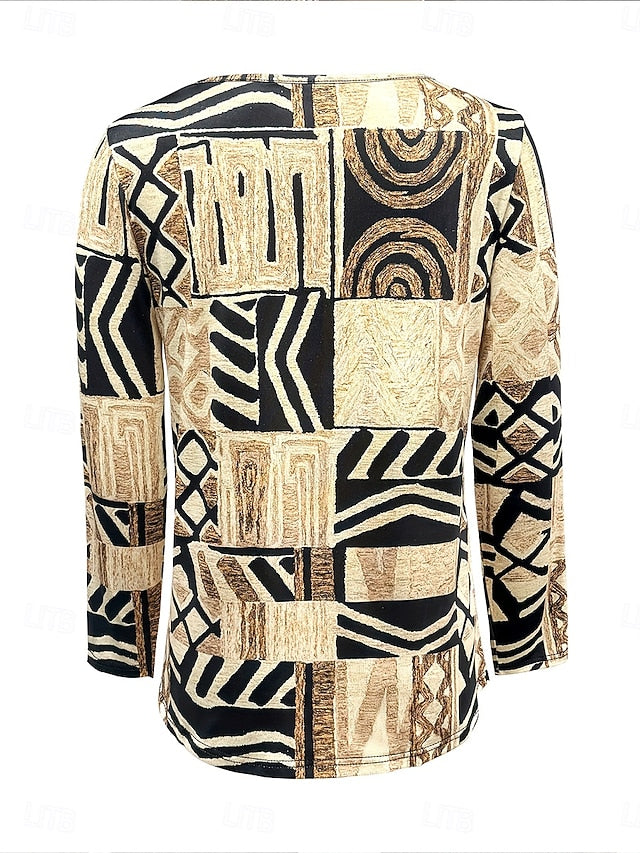 Women's T Shirt Print Graphic Geometric Tribal Vintage