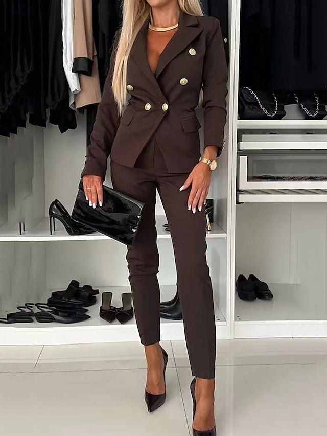 Women's Blazer Suits Long Sleeve Solid Color Fashion Formal