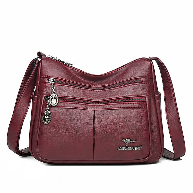 Shoulder Bag Multi-Pocket Faux Leather Crossbody Women's -