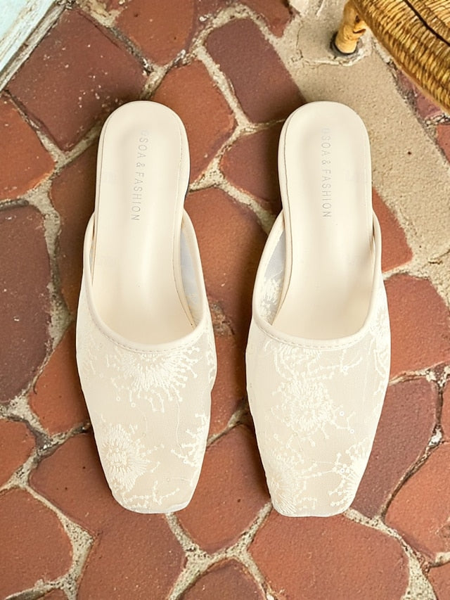White Mesh Lace Elegant Flats Women's Sheer – Ballet