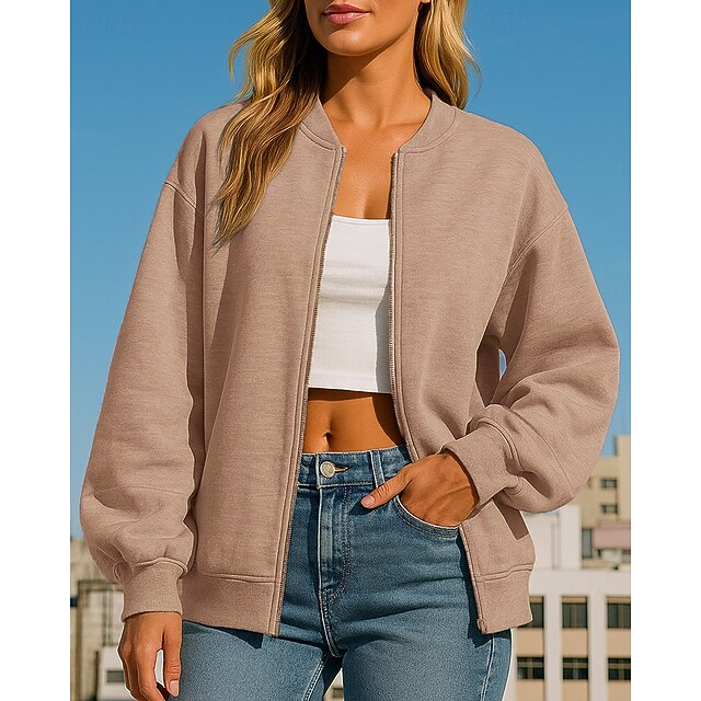 Women's Zip Up Sweatshirt Lounge Top Long Sleeve Top