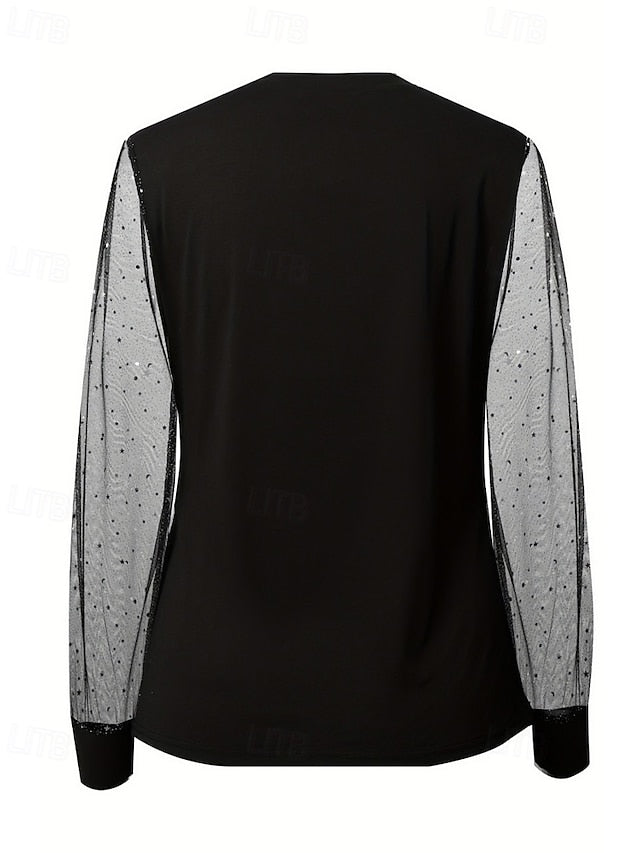 Women's Blouse Zipper Mesh Plain Elegant Stylish Casual