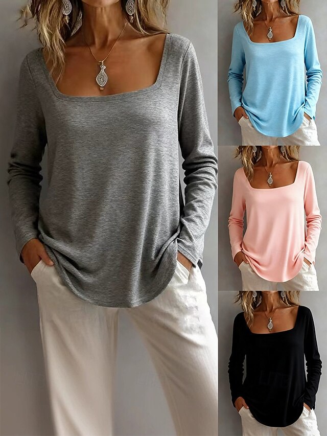 Women's Tunic T Shirt Solid Color Elegant Stylish Basic