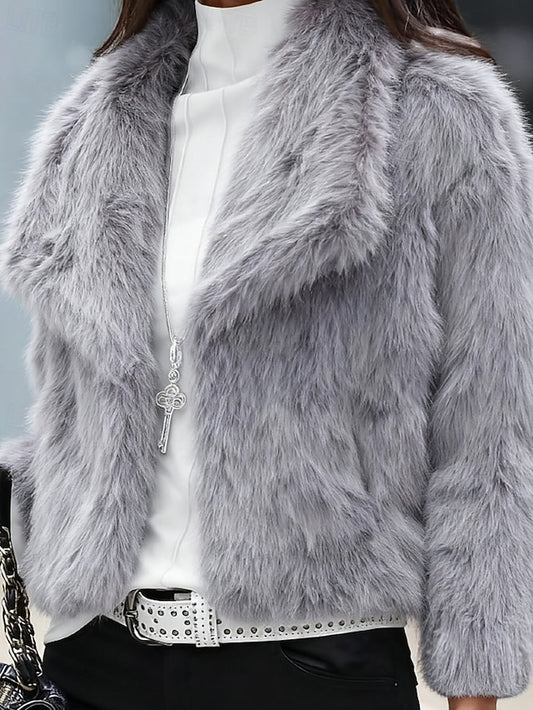 Comfortable Faux  Buttons Fur Coat Warm Furs Women's