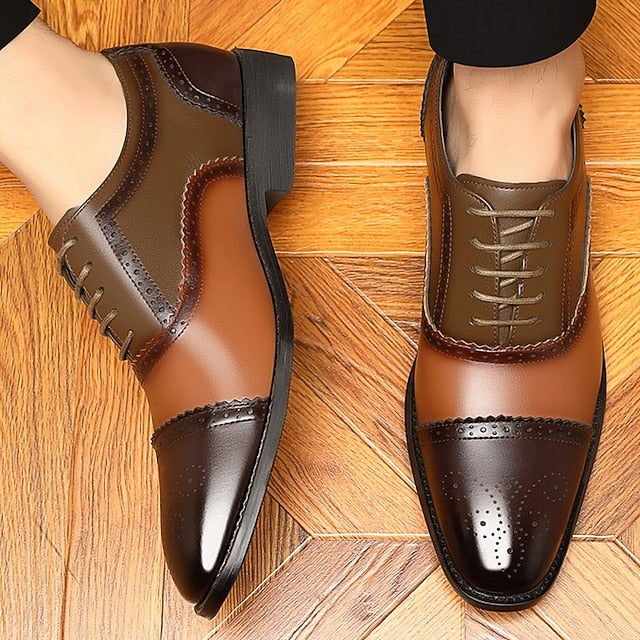 Black Two-Tone and Men's Brogue Brown Faux Shoes –