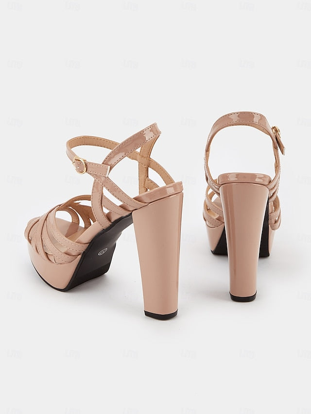 for Heel Platform Strappy Sandals Nude High Women –