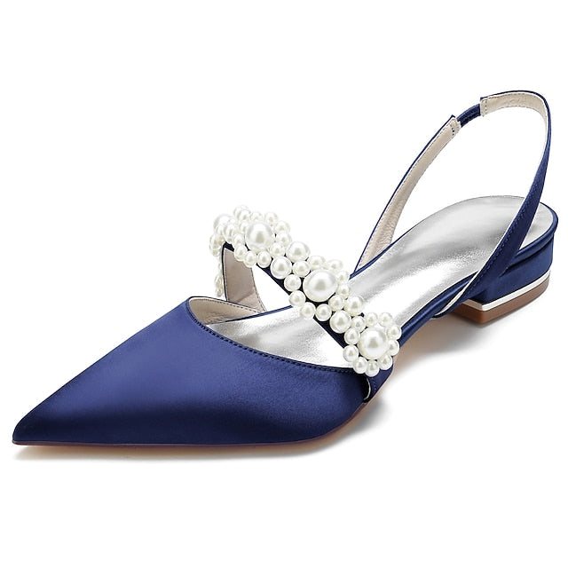 White Pearl Women's Elegant Satin Shoes with