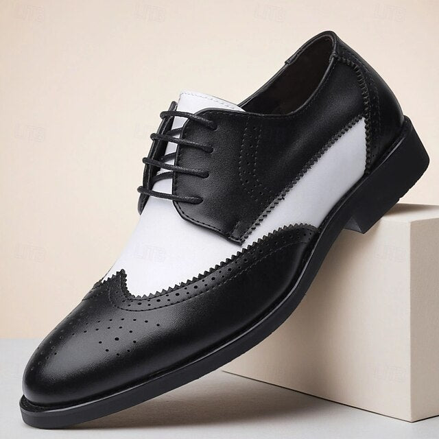 Oxford White Brogue with Black and Men's Shoes