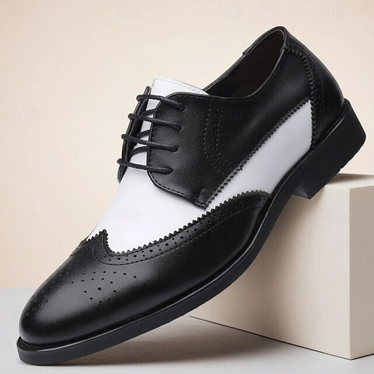 Oxford White Brogue with Black and Men's Shoes