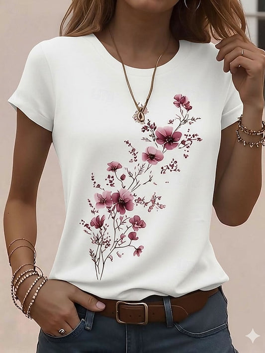 Women's T Shirt Print Graphic Animal Plants Vintage Stylish