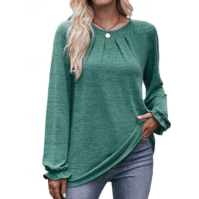 Women's Pullover Shirt Casual Tops Long Sleeve Top