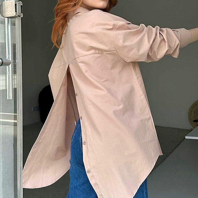 Women's Casual Shirt Button Up Shirt Blouse Patchwork