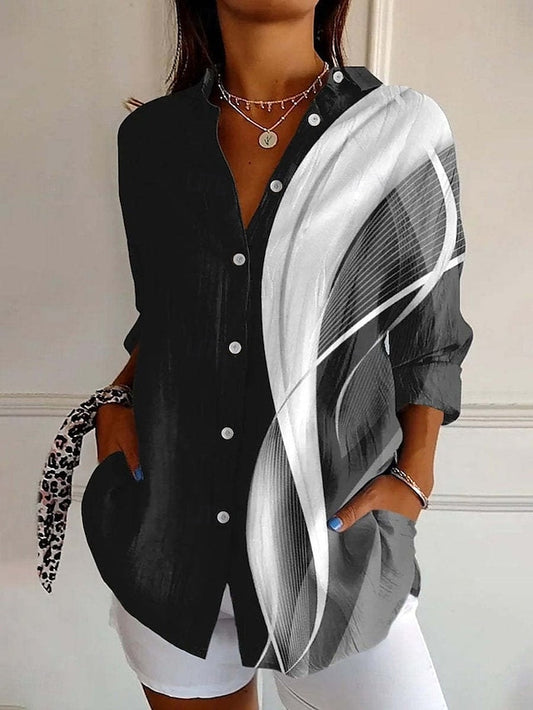 Women's Shirt Buttons Print Geometric Active Daily Stylish
