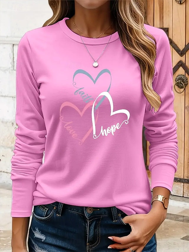 Women's T Shirt Print Heart Graphic Vintage Stylish Classic