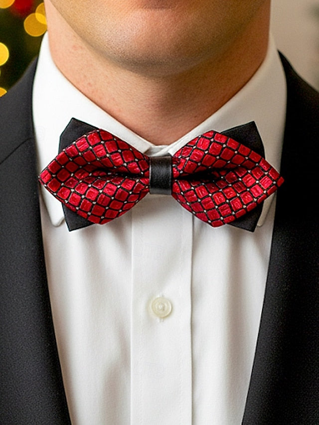 Bow Christmas with Tie Geometric Pattern Men's