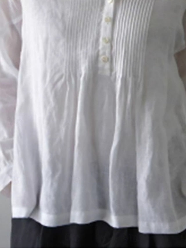Women's Shirt 100% Cotton Buttons Plain Basic Modern Long