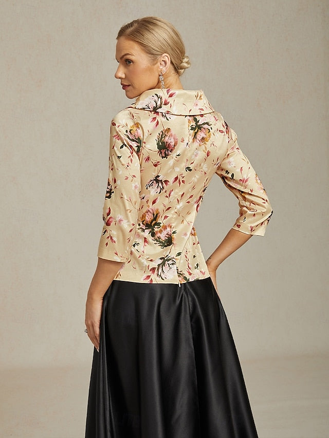 Women's Blouse Evening Tops Tie Front Elegant Metallic