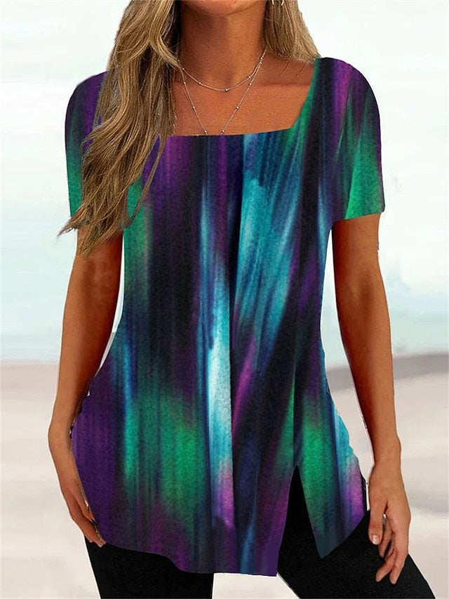 Women's Plus Size T Shirt Tunic Basic Floral Striped Print