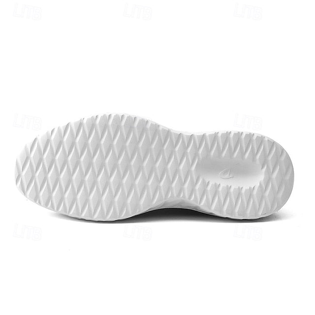 Shoes with Lace-Up Knit Lightweight Sneakers Men's Beige