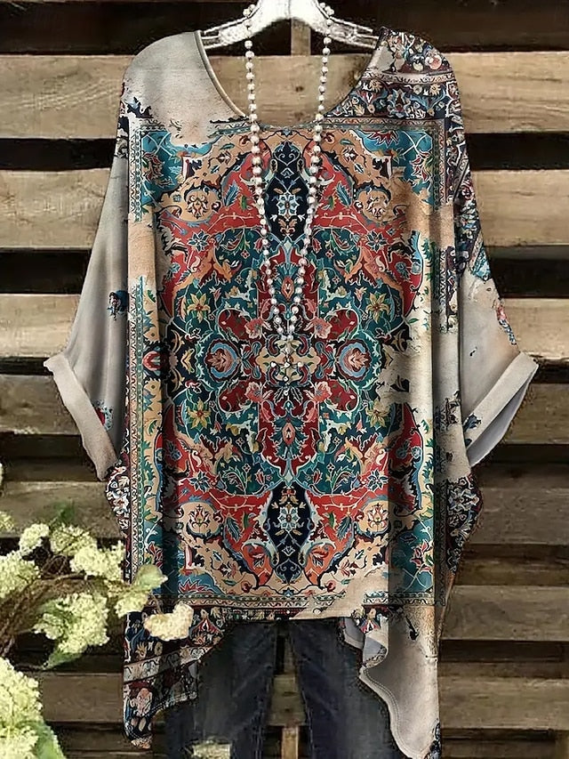 Women's Blouse Asymmetric Graphic Geometric Vintage Daily