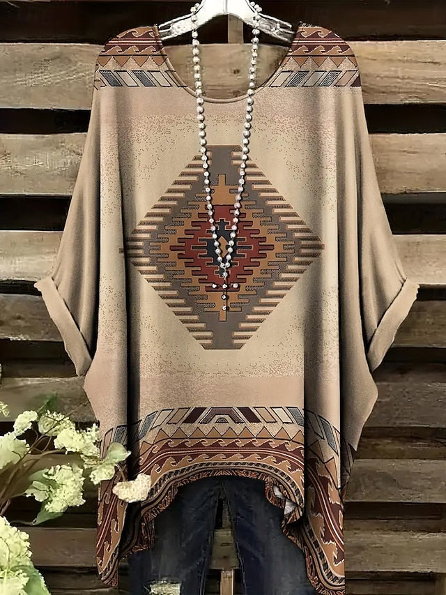 Women's Blouse Asymmetric Graphic Geometric Vintage Daily