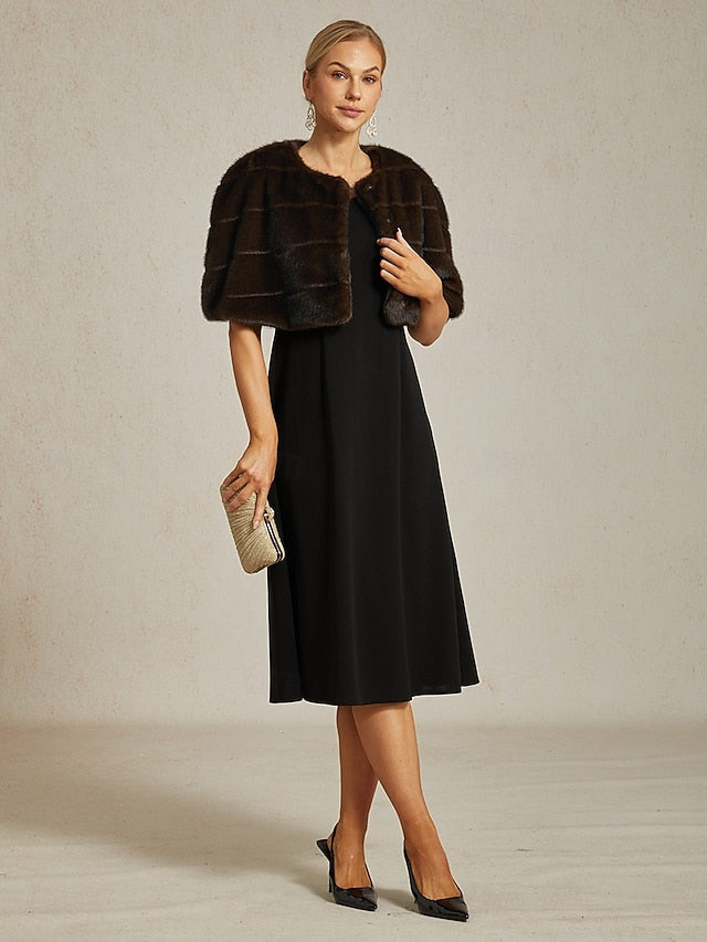 Shrug Fur Brown Faux Wrap Formal Party Women's Cocktail