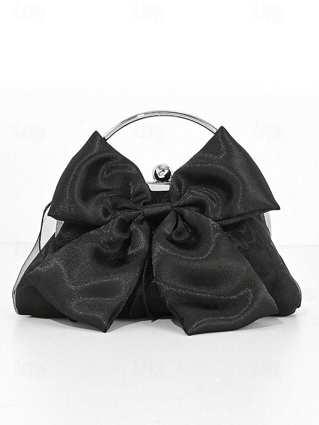 Satin Bow Women's – Pearl Evening Elegant Clutch Bag