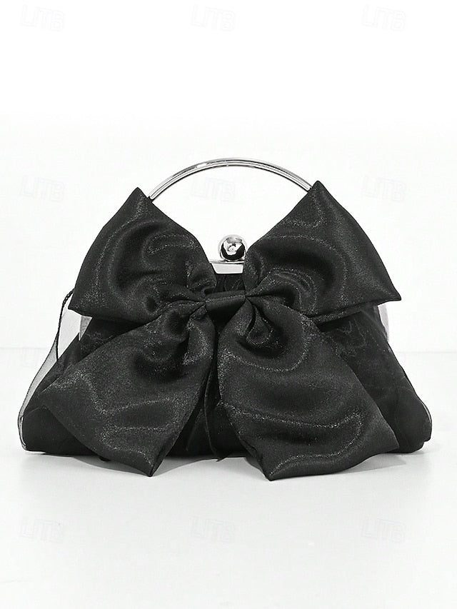 Clutch Evening – Bow Bag Women's Satin Pearl Elegant