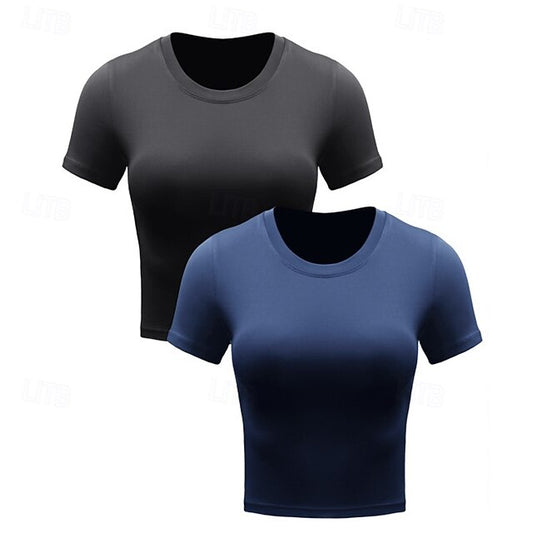 Women's Running T-Shirt Crop Top Short Sleeve Tee Tshirt