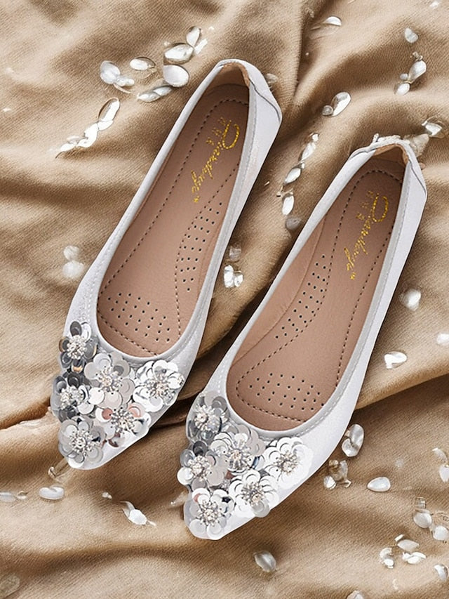 Floral Women's Comfortable Embellished – Flats Foldable