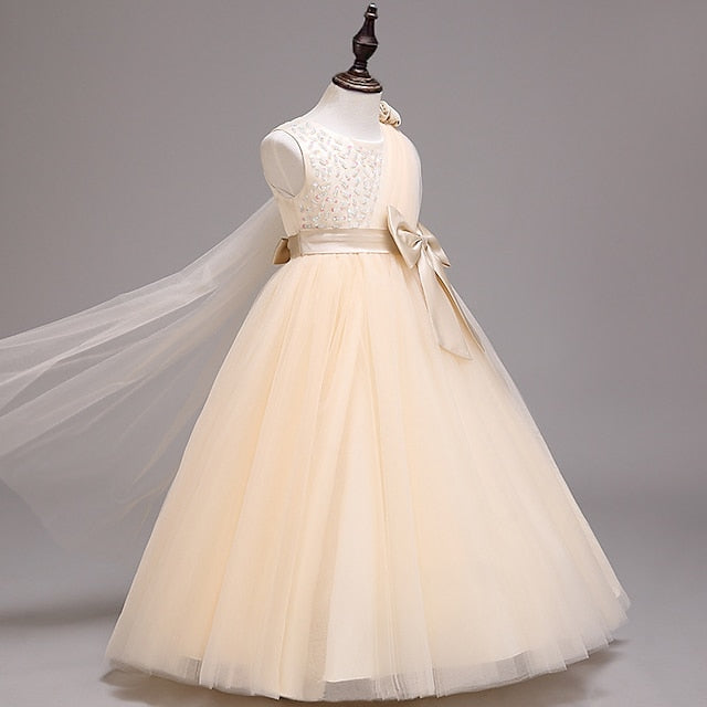 Girls' Kids Colored Flower Solid Dress Girl