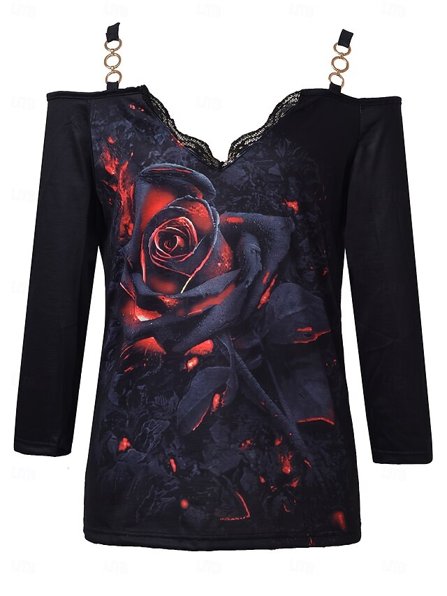 Women's Blouse Graphic Rose Vintage Stylish Modern Long