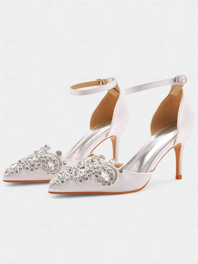 Strap Pointed Ankle Women's Satin Green – Heels Emerald