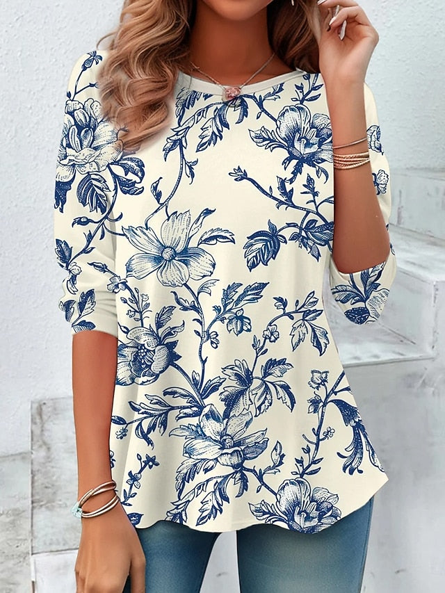 Women's T Shirt Print Graphic Plants Vintage Fashion