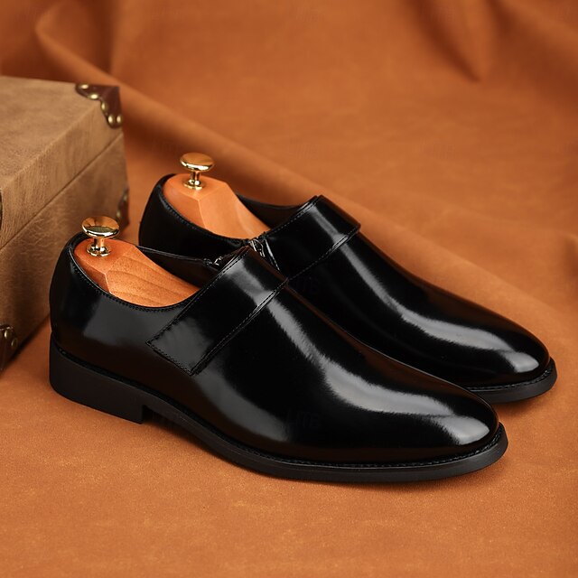 Men's Leather Business Shoes Slip-On Loafers Brown