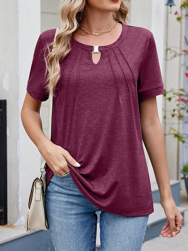 Women's T Shirt Tee Top Solid Color Fashion Classic Casual