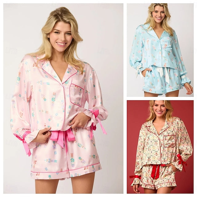 Santa Claus Sleepwear Pajamas Satin Pajama Women's Cosplay
