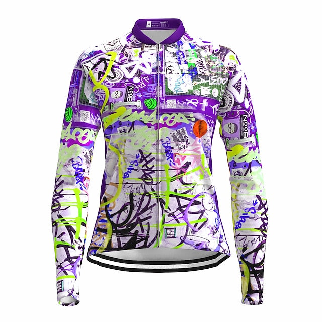 Women's Cycling Jersey Graffiti Funny Long Sleeve Bike