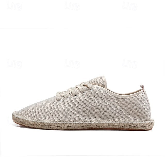 with Espadrille Rope Lace-Up Canvas Men's Shoes Jute Beige